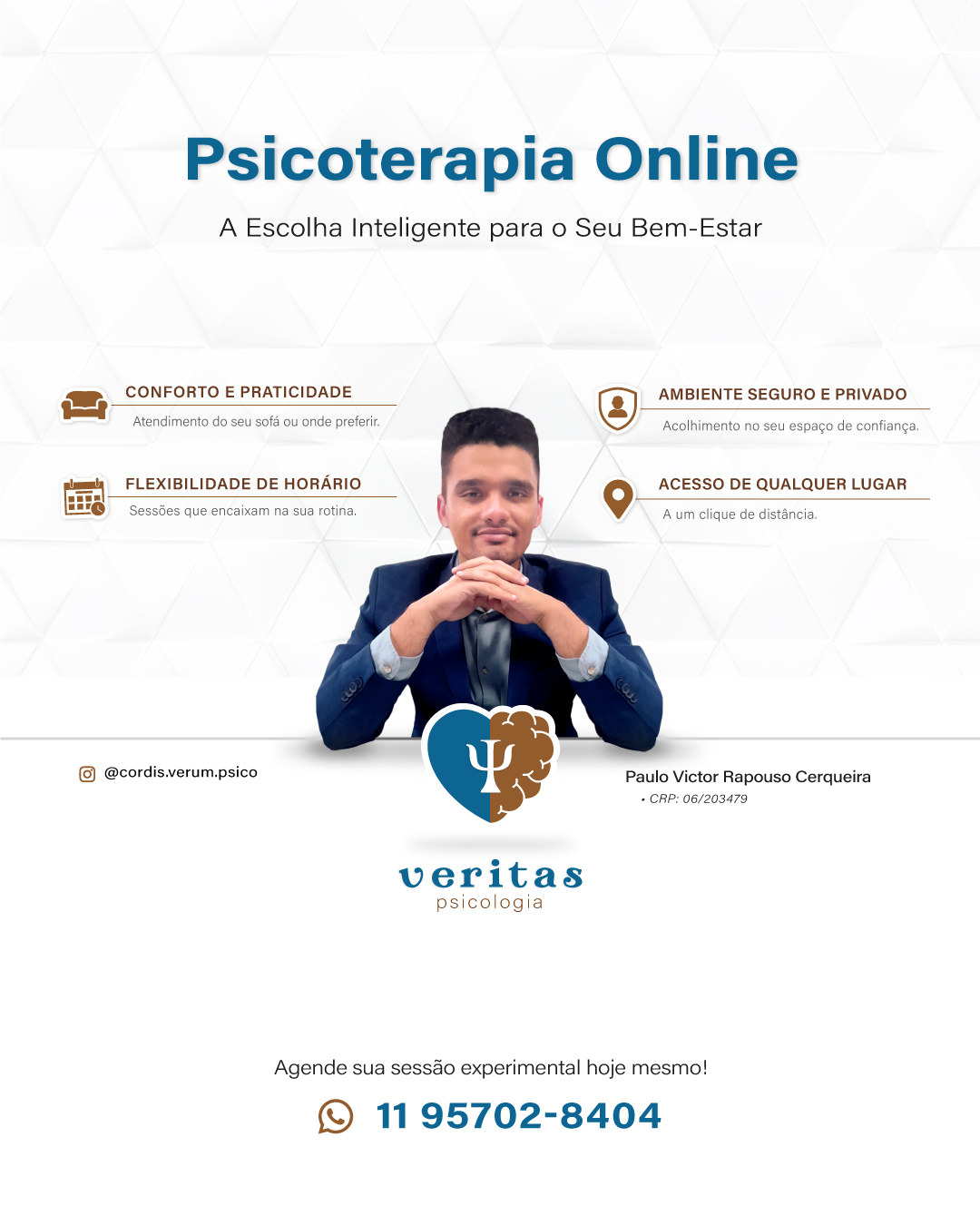 Card institucional da Veritas Psicologia sobre os beneficios da psicoterapia online